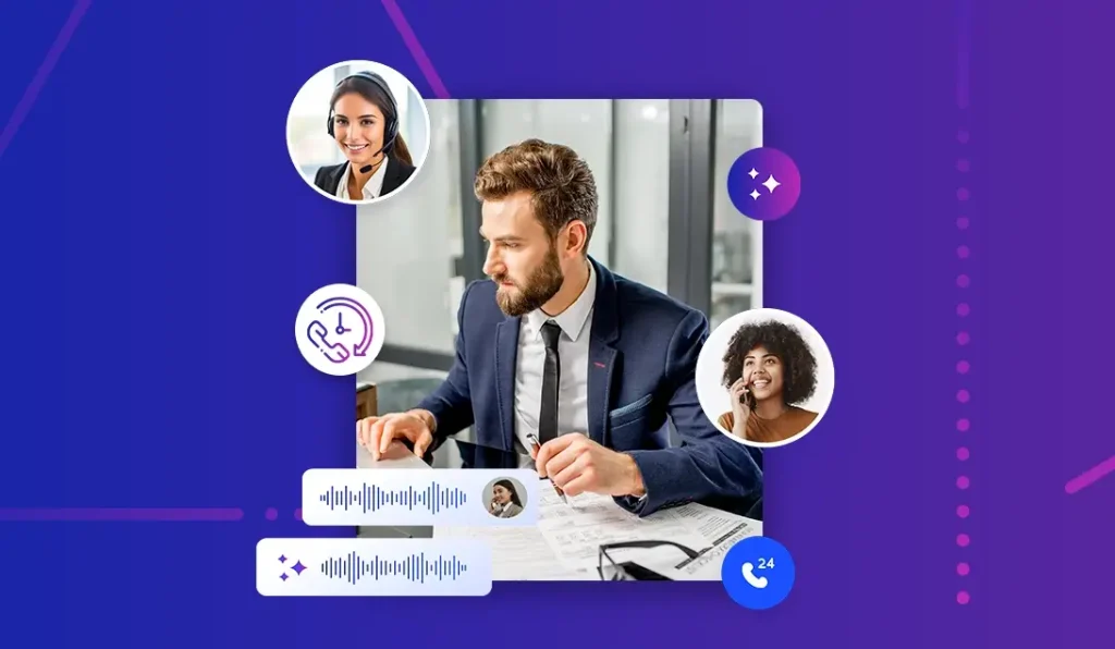 A man sits at his desk while considering what the best AI answering service is to answer his clients' calls.