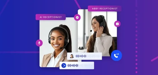 An AI receptionist and a human receptionist work together. Sometimes it's not human vs AI Receptionist, but finding ways for them to work together instead.