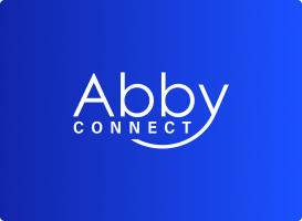 White text on a blue gradient background reads Abby CONNECT, with a curved line under CONNECT suggesting a smile or connection, perfectly reflecting what makes about Abby Connect unique.
