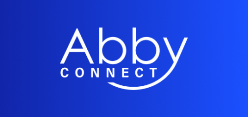 White text on a blue gradient background reads Abby CONNECT, with a curved line under CONNECT suggesting a smile or connection, perfectly reflecting what makes about Abby Connect unique.